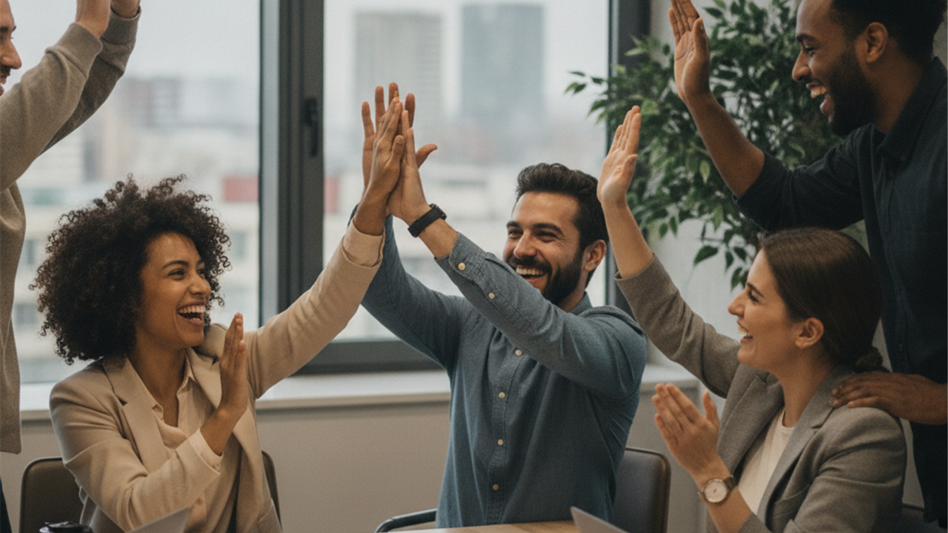 equipo trabajando en oficina revisando ofertas de empleo