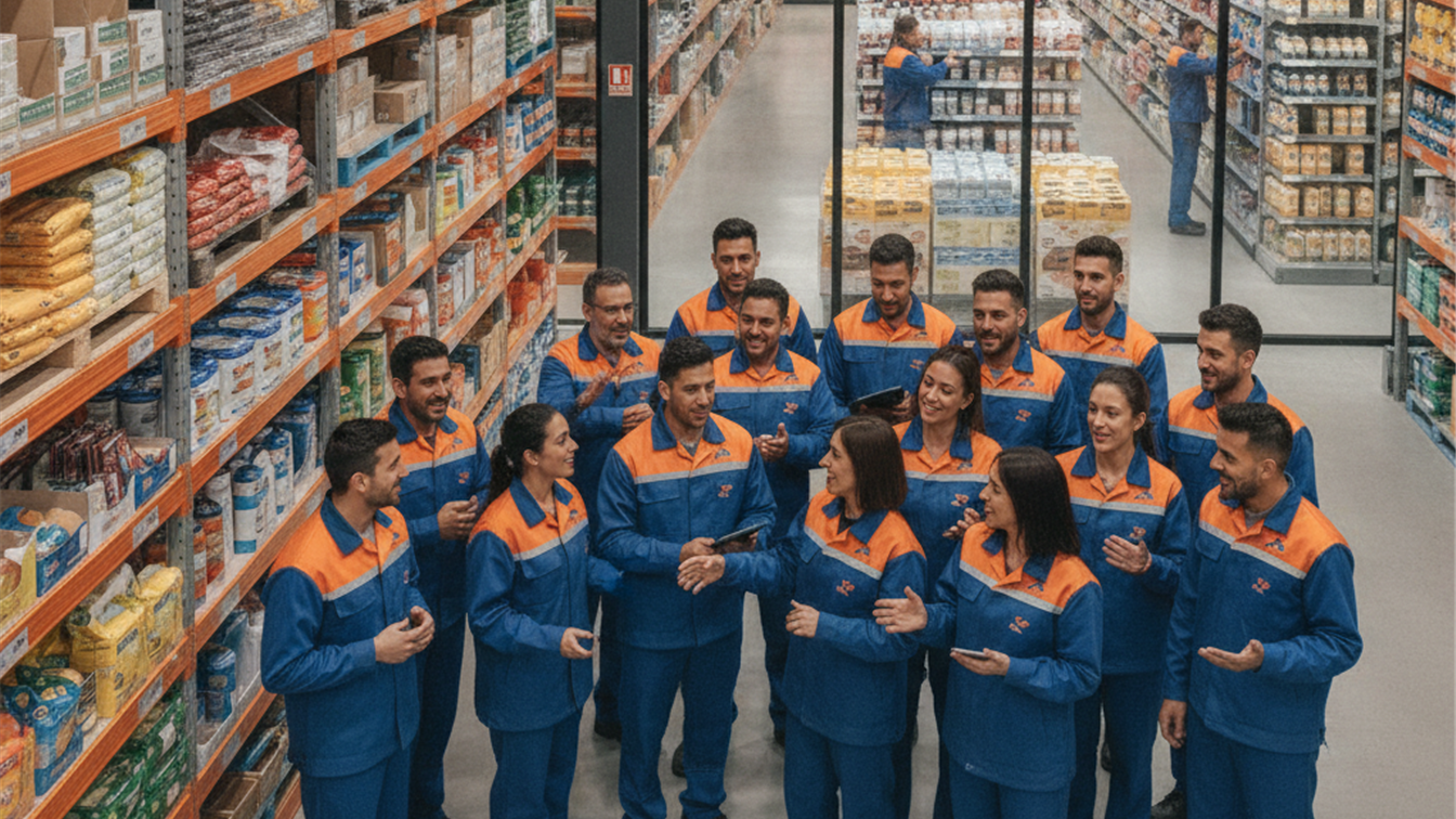 Trabajadores espanoles firmando nuevos contratos de empleo