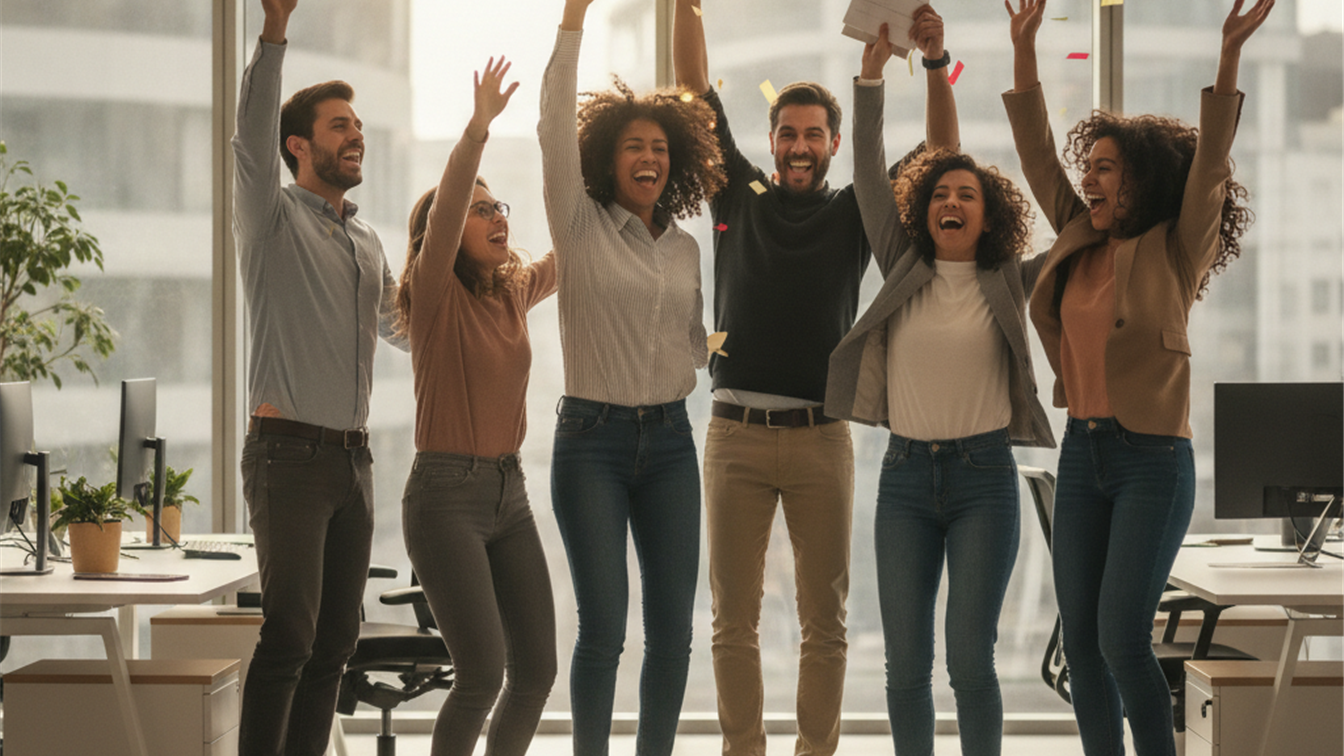 Trabajadores en oficina revisando datos de empleo España agosto 2026