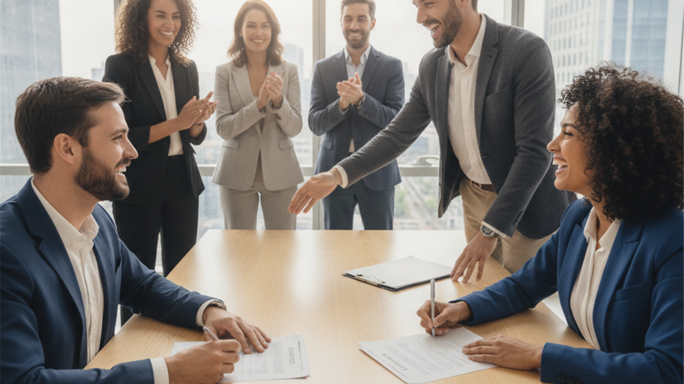 Profesionales firmando contratos de empleo en España agosto 2026