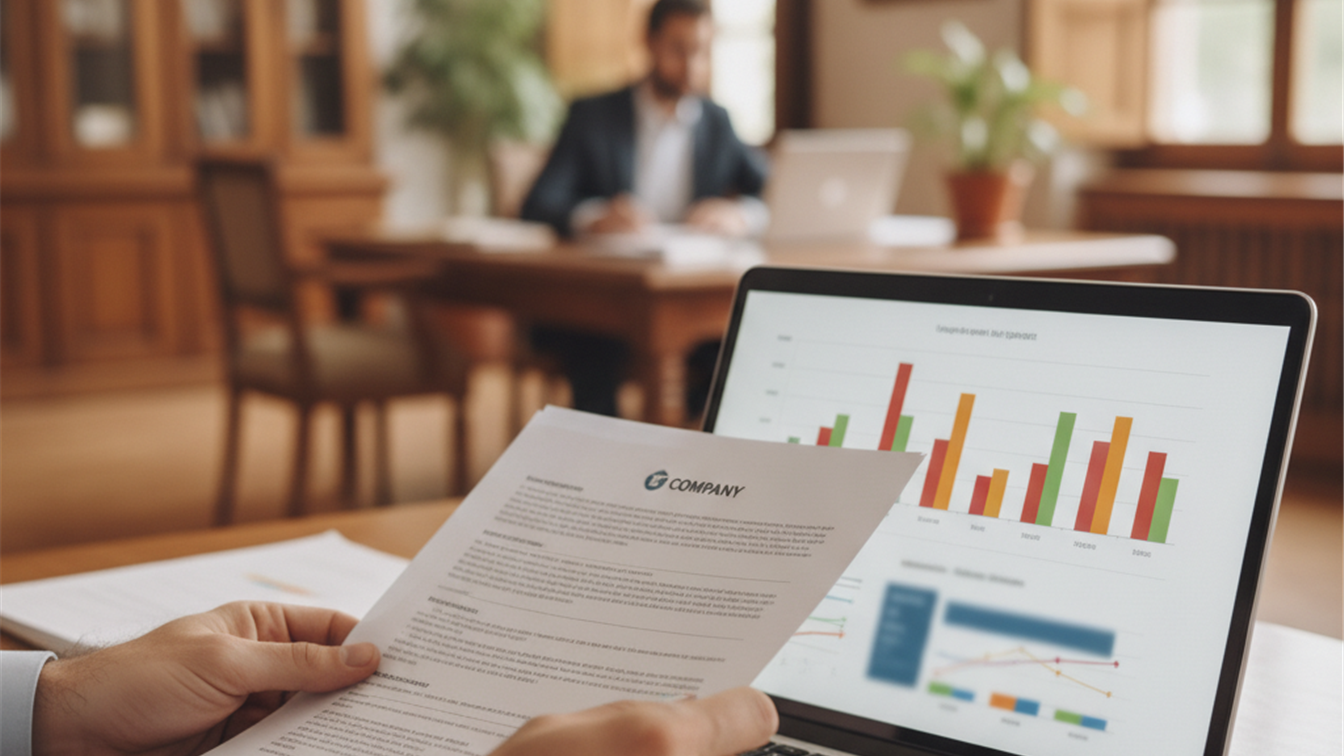 Documentos de empleo y pantalla con datos laborales en oficina española