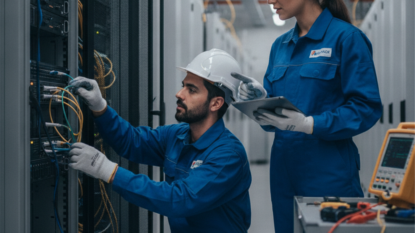 tecnicos instalando fibra optica en Espana