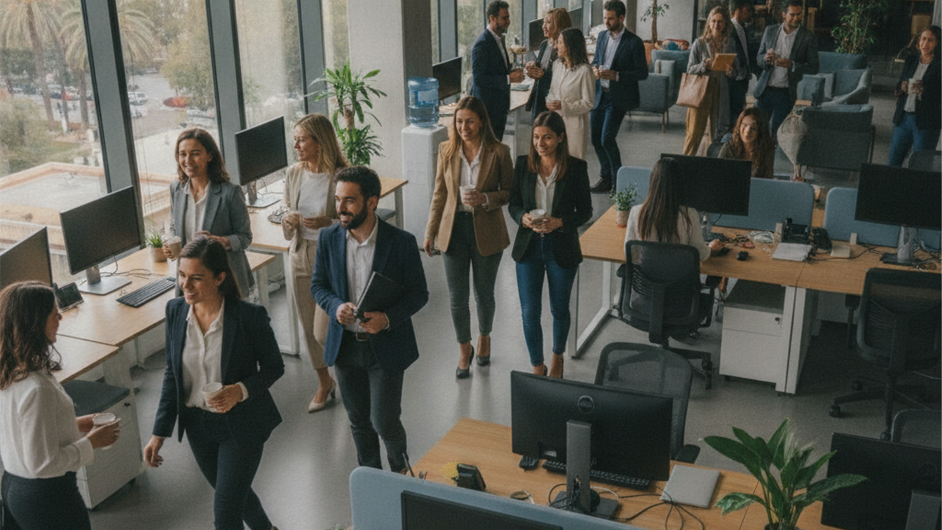Trabajadores españoles regresando al trabajo en septiembre 2026